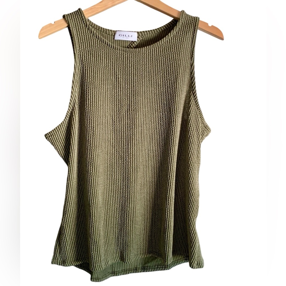 Gilli Sleeveless Raised Ribbed Cutout Top NWOT Size XXL